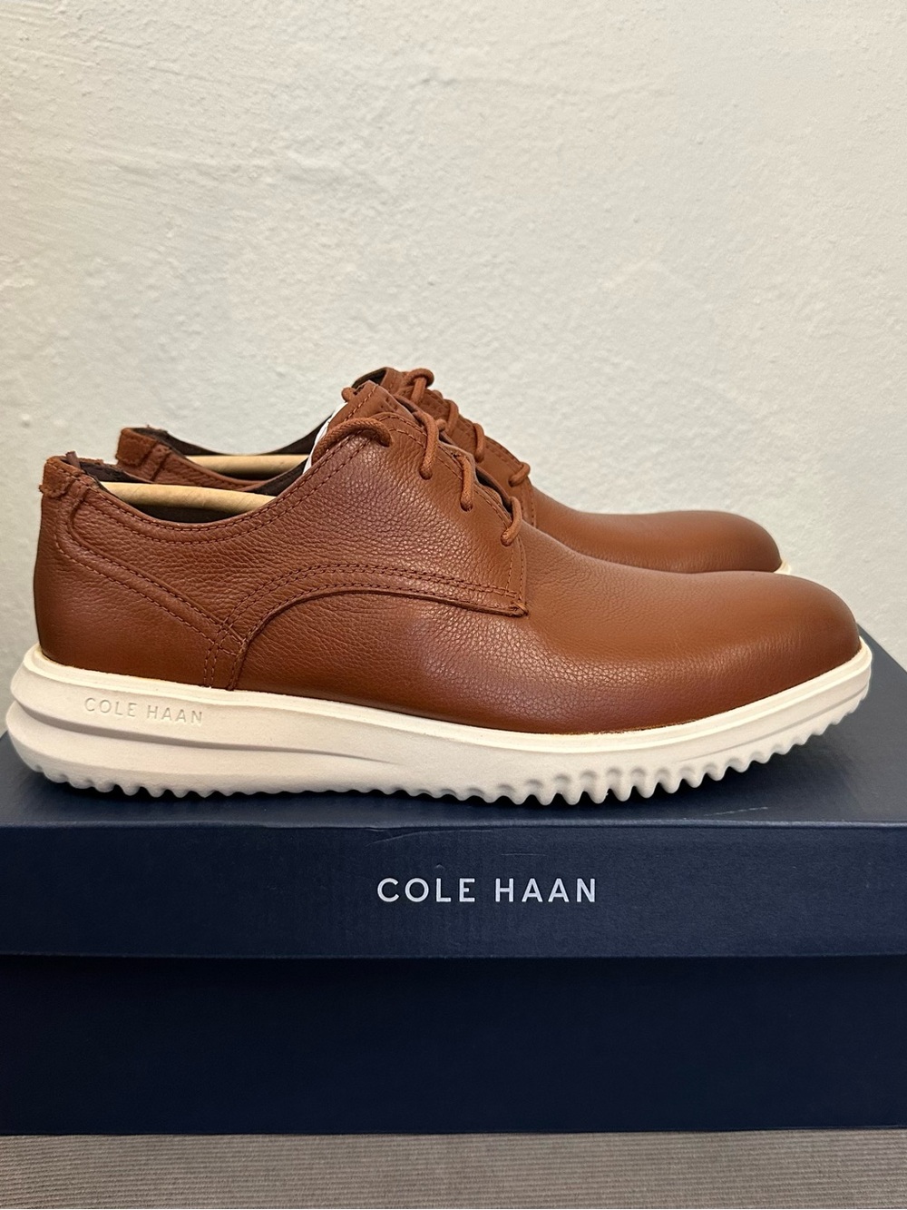 Cole Haan Grand+ Plain Toe Oxford British Tan Brown Dress Shoes C36935 Men’s 8